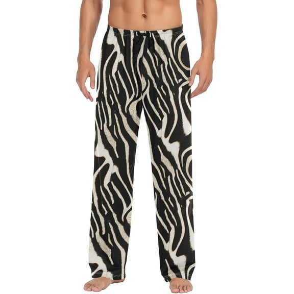 Top-kevin Silver black Zebra Print Pajama Pants Men's Lounge Pants Straight-Fit Men Pajama Bottoms