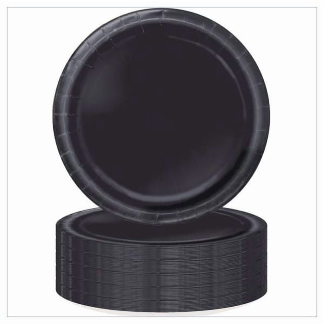 Unique Industries Black Round 7" Dessert Plates, 70ct