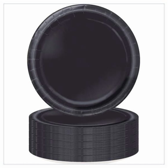 Unique Industries Black Round 7" Dessert Plates, 70ct