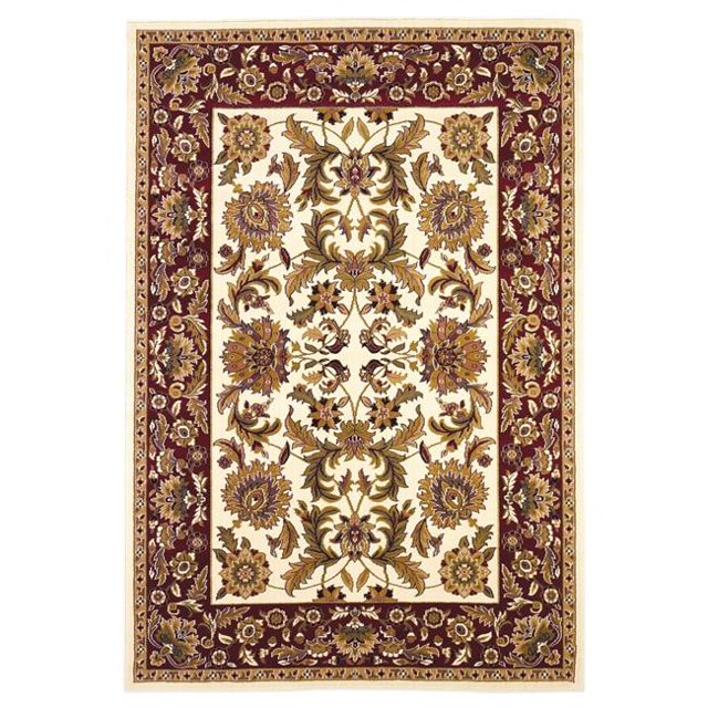 HomeRoots 352854 7 ft. 7 in. Round Polypropylene Ivory & Red Area Rug