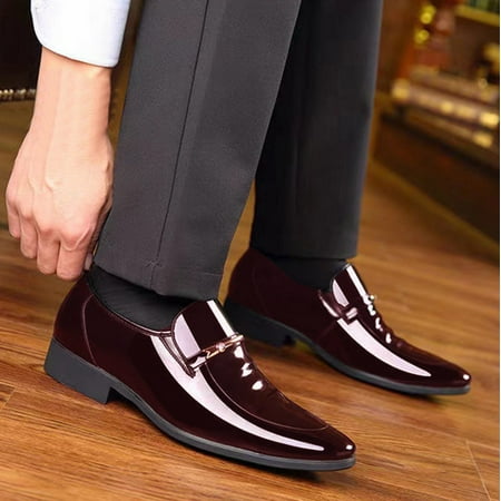 

Akiihool Men s Oxfords Shoes Men s Plain Toe Oxford Shoes Fashion Lace Up Dress Shoes (Brown 10)