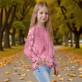 thumbnail image 4 of Drmagiyhm Long Sleeve Shirts for Girls Size 10-12 Basic Shirt Floral Print Tshirt Casual Crewneck Loose Girls Comfy Fall Tops 12-14 Years Pink, 4 of 5
