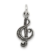 VSIRIUS Sterling Silver Antiqued Music Note Charm QQC7782