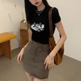 thumbnail image 3 of Camiseta ajustada de manga corta para mujer, moda de verano, cintura alta, Midriff Baring, Tops de manga corta con cuello redondo para mujer, 3 of 8