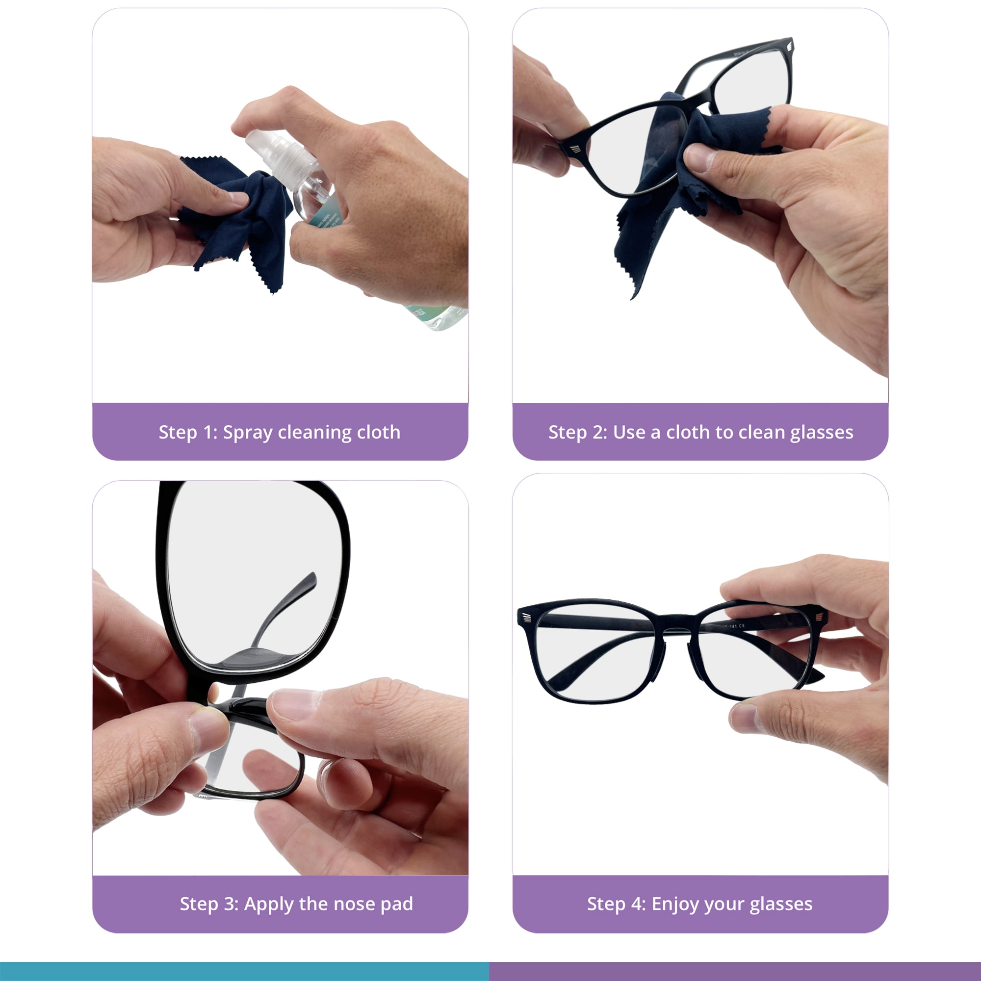 GMS Optical Contoured Adhesive Silicone Nose Pads for Glasses – 18mm Length, 1.3mm Extra-Thin, Anti-Slip Backing (5 Pair, Black)