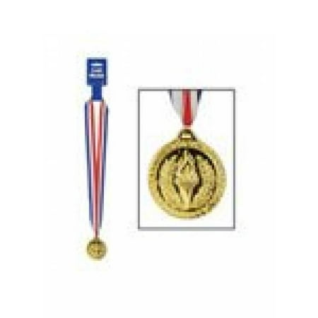Good Conduct Medal Ribbon - Gold Medal w/Ribbon Party Accessory (1 count) (1/Pkg)