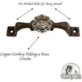 thumbnail image 2 of Urbalabs Cast Iron Kitchen Cabinet Handles and Drawer Pulls Western Concho Cross Horseshoe and Star Country Home Rustic Decor Farmhouse Cabinet Handle Cabinet Knobs (10, Copper Cowboy Taking a Knee), 2 of 7