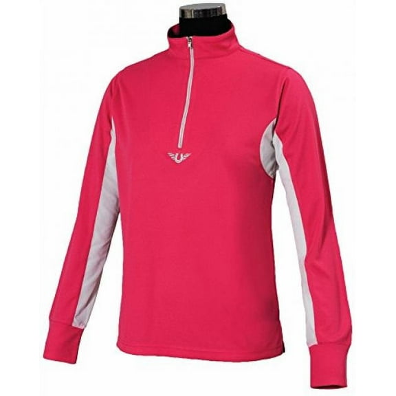 TuffRider Women's Ventilated Technical Long Sleeve Sport Shirt with Mesh, Hot Pink, Medium