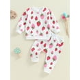 thumbnail image 2 of Nygoyerh Baby Girls Fall Outfits 3M 6M 12M 18M 2T 3T Strawberry Print Long Sleeve Sweatshirt and Elastic Waist Sweatpants 2Pcs Sets Infant Clothing, 2 of 7