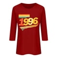 thumbnail image 4 of HOMBOM Tops for Women Graphic T-Shirts 3/4 Sleeve Summer Retro 1996 Print Red Lightweight Young Womans Graphic Tees, 4 of 4