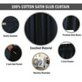 thumbnail image 3 of Vargottam Cotton Slub Dark Navy Blue Curtains 46 Inch Window Curtain 2-Panel Rod Pocket Living Room Drapes Curtain Set, 3 of 9