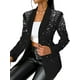 thumbnail image 1 of Blazer de Negocios para Mujer, Chaqueta de Traje de Larga con Abertura Frontal, Abrigo con Botones de Diamantes de Imitación, Ropa de Oficina Negro XL, 1 of 7