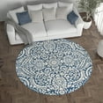 thumbnail image 6 of Madison Traditional 8' Round Dark Blue Polypropylene Indoor Area Rug, 6 of 7