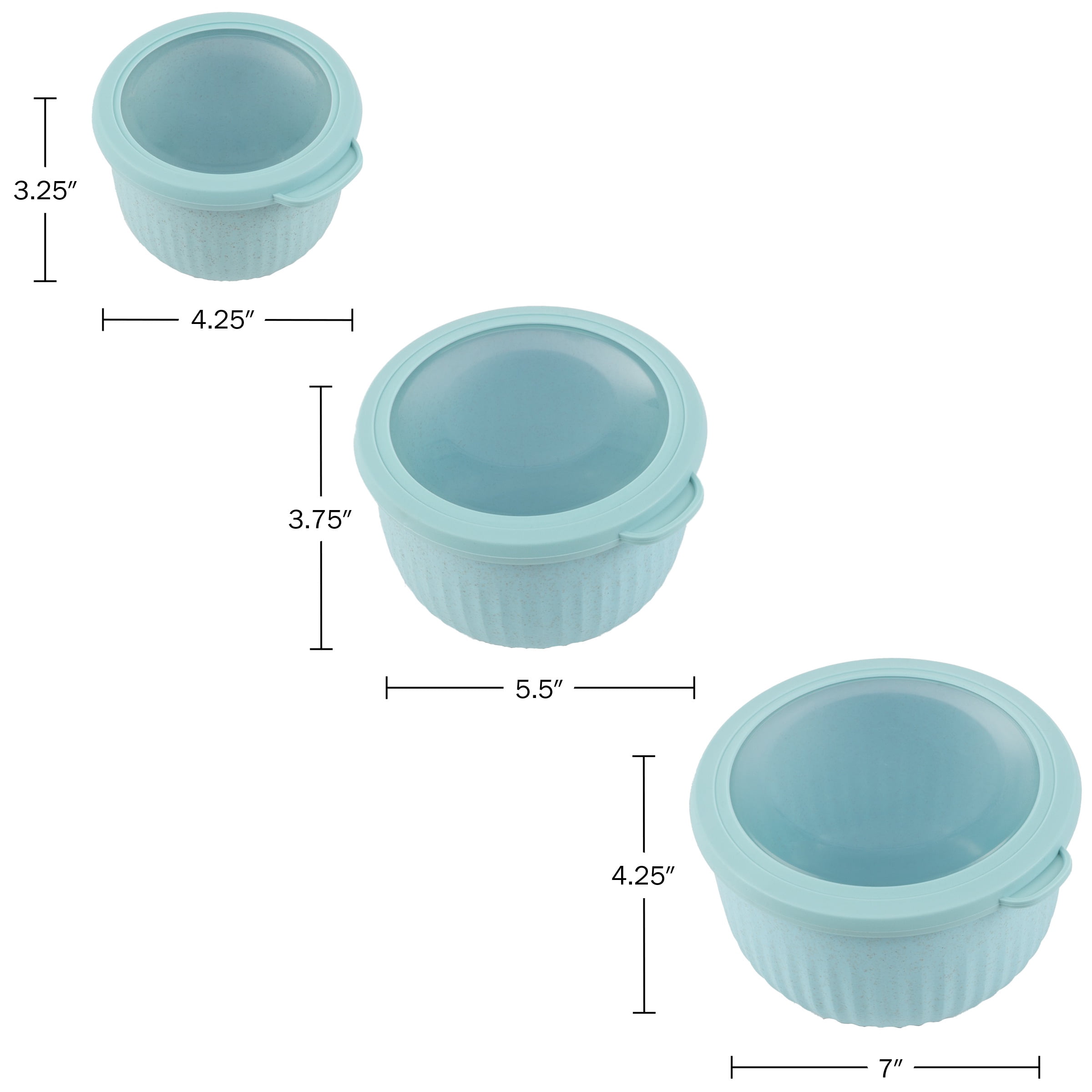 Classic Cuisine Set of 3 Microwave and Freezer Safe Bowls with Lids, Teal