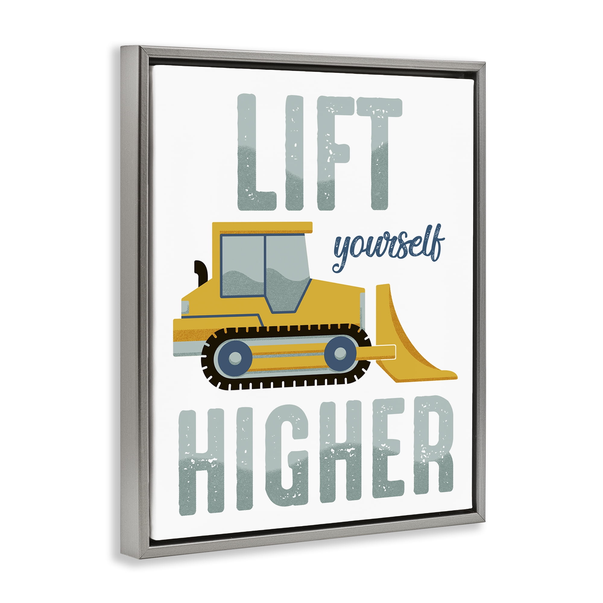 Stupell Industries Lift Yourself Higher Phrase Transportation Painting Gray Floater Framed Canvas Art Print Wall Art, 17 x 21