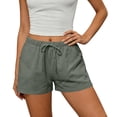 thumbnail image 5 of Resicozy Womens Linen Shorts Summer Casual Wide Leg Drawstring High Waist Beach Shorts Flowy Beach Vacation Pants with Pockets Dark Green XL, 5 of 5