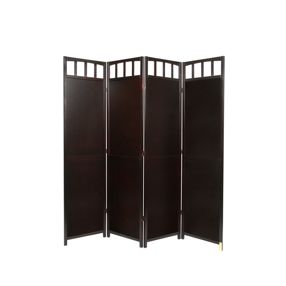 Legacy Decor Solid Wood 4 Panel Room Divider, 70" Tall, Espresso Finish