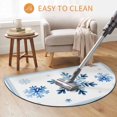 thumbnail image 6 of Half Circular Door Mat 16"x24", Navy Blue Snowflake Absorbent Non Slip Welcome Mats for Front Door, Christmas Winter Vintage White Stripes Diatomaceous Entryway Rug for Bathroom Kitchen Entrance, 6 of 9