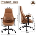 thumbnail image 2 of Silla de oficina YFO de respaldo alto ergonómica en cuero marrón, 2 of 6