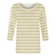 thumbnail image 4 of hxobax Striped Basic Tee Womens Casual 3/4 Sleeve Tops Colorblock Crewneck Tunic Cute Workout Tshirt, 4 of 5