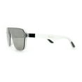 thumbnail image 6 of Color Mirror Shield Flat Top Racer Rimless Horn Rim Plastic Sunglasses Clear - Silver Mirror, 6 of 8