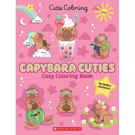 Capybara Cuties: Cozy Coloring Book, 96 pages (Paperback)