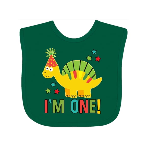 Inktastic Dinosaur First Birthday 1 Year Old Boys or Girls Baby Bib