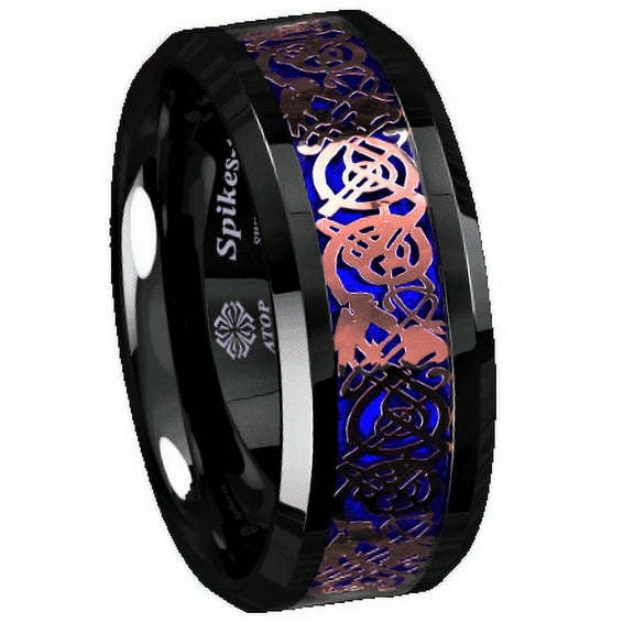 Tungsten Rings for Men Wedding Bands for Him Womens Wedding Bands for Her 6mm Black Rose Gold Celtic Dragon Attractive