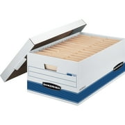 Bankers Box Legal Size File Storage Box with Lid, 15x10x24 in, Holds 700 lb, White and Blue, 12 Pack