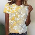 thumbnail image 3 of Tops de Ajuste Suelto para las Mujeres Retro Impreso Cuello Redondo Manga Corta, Camiseta de Poliéster Casual, 3 of 4