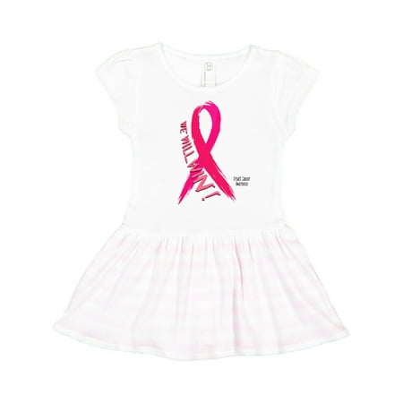 

Inktastic We Will Win Against Breast Cancer with Pink Ribbon Gift Toddler Girl Dress