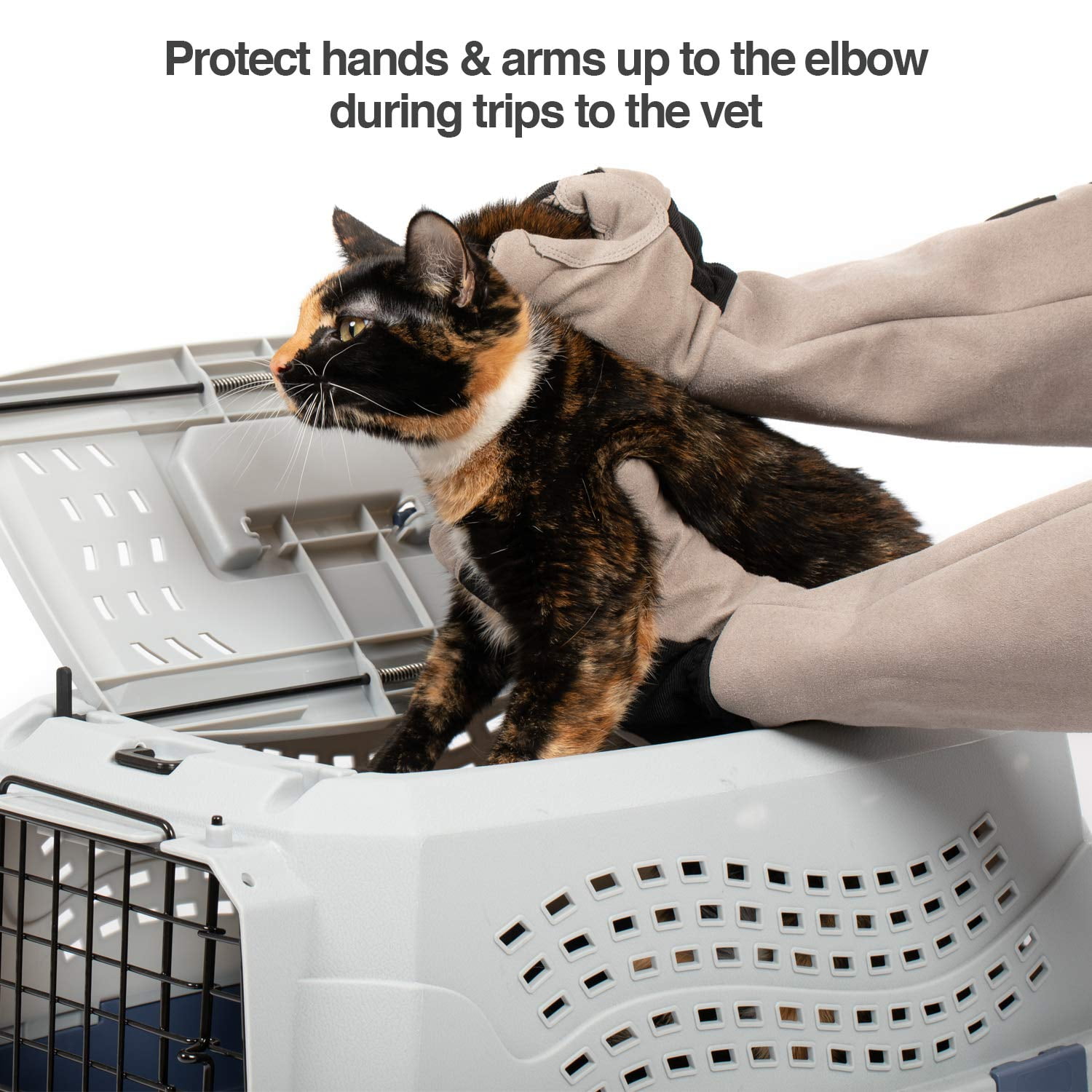 PetFusion Multipurpose Puncture and Water-Resistant Pet Grooming and Bathing Gloves, For Dogs, Cats and Pets, Medium, Grey, 1 Pair