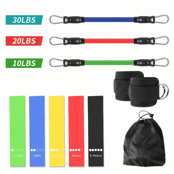 ROSEXIXI Ankle Resistance Bands Set 11pcs With Cuffs Portable Glute Thigh Exerciser Inner Thigh Exercise Equipment for Squat Butt Lifting Home Gym Accessories
