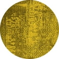 thumbnail image 1 of Ahgly Company Machine Washable Indoor Round Oriental Yellow Industrial Area Rugs, 7' Round, 1 of 4