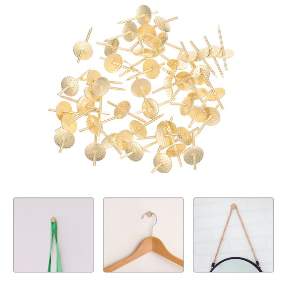 KONTONTY Heavy Duty Hardware for Hanging Pictures 50Set Integrated Hook and Nail Design Golden Iron