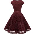 thumbnail image 6 of Aboser Evening Party Dresses for Women Semi Formal Wedding Guest Dress Elegant Lace Gowns for Ladies Cap Sleeve Belted Midi Dresses Flowy A-Line Cocktail Dress, 6 of 6
