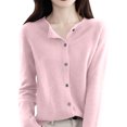 thumbnail image 4 of Womens&nbsp;cardigan&nbsp;sweaters Button Up Cardigans Open Front Crewneck Cozy Sweater Top Warm Soft Knitwear OIOLOYJM Pink L, 4 of 6