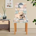 thumbnail image 4 of Yayeee 2 Pack Dining Chair Covers Stretch Parson Chairs Slipcovers Seat Protector, Pink Geometric, 4 of 6