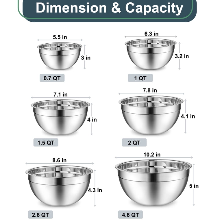 Vesteel 6-Piece Stainless Steel Mixing Bowl Set photo 4