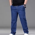 thumbnail image 5 of GUZOM Mens Big and Tall Relaxed Fit Elastic Waist Jeans, Pull-On Denim Pants with Drawstring, Classic Blue, XXL to 5XL,Size 2XL, 5 of 9