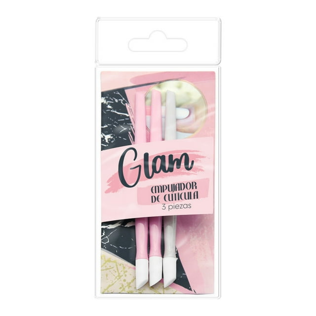 Empujador de Cutícula Prichos Glam de Plástico y Silicón con 3 Piezas por Empaque