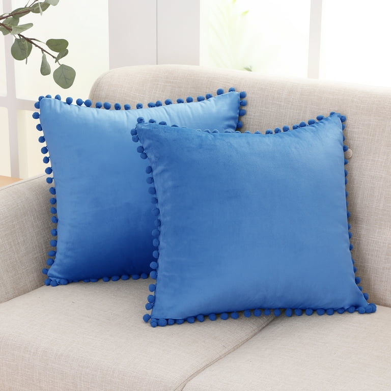Deconovo Super Soft Plush Decorative Velvet Throw Pillow Covers for Sofa - 24x24 in, Set of 2, Navy Blue
