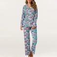 thumbnail image 4 of Hueook Womens Pajamas Winter Pajamas for Women Women's Christmas Printed Pajama Set for Daily Home Wear with Pocket Multicolor L, 4 of 8