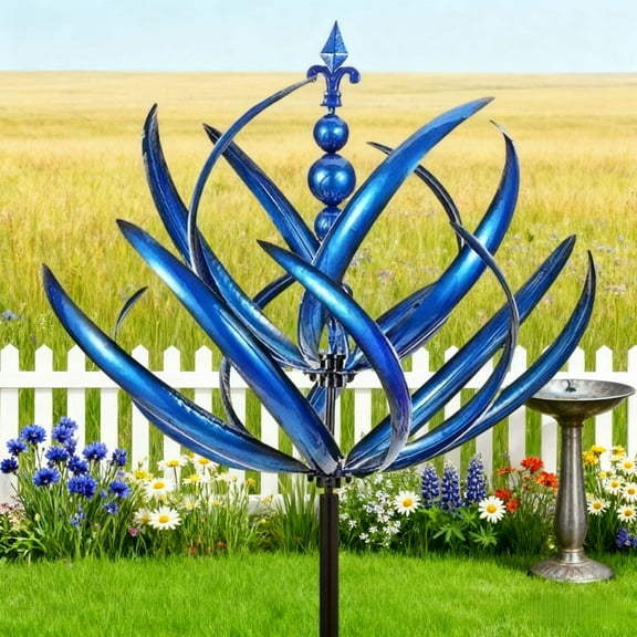 Iron Windmill Spinner - Rotating Garden Decor for Yards & Patios | Weather-Resistant Steel Outdoor Ornament | Battery-Free Flower Spinner, Clearance Sale, Outdoor Garden Decor, Garden Decor Clearance
