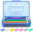 thumbnail image 5 of Yhmxh Clear Pencil Box, Large Plastic Pencil Case Crayon Box, Colored Hard Pencil Case Organizer, Maker Organizer with Lid, Small Art Craft Storage Containers Pen Box for SchoolWork & Office, 5 of 6