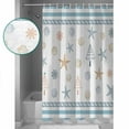 thumbnail image 4 of Coastal Christmas Waterproof Fabric Shower Curtain, Xmas Tree Starfish Beach Blue Striped Shower Curtain for Bathroom Curtains Bathtubs Hotel Washable Shower Curtains with 12 Hooks Long 72x78in, 4 of 6
