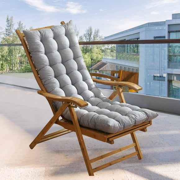 SUSUZI 49"x19"x3" Rocking Chair Cushion – Non-Slip Ties, Polyester PP Cotton Lounge Chaise Cushion (Machine Washable, Gray)