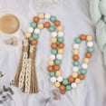 thumbnail image 2 of Wood Bead Garland with Tassels 42.5 Inches, Handmade Boho Wooden Beads Home Decor, Farmhouse Beads Garland for Tiered Tray Decor Beach Decoration, 2 of 7