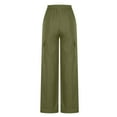 thumbnail image 4 of Cargo Pants for Women Drawstring Elastic High Waist Straight Leg Casual Pants with Pockets Trendy Solid Loose Pants Green,M, 4 of 5
