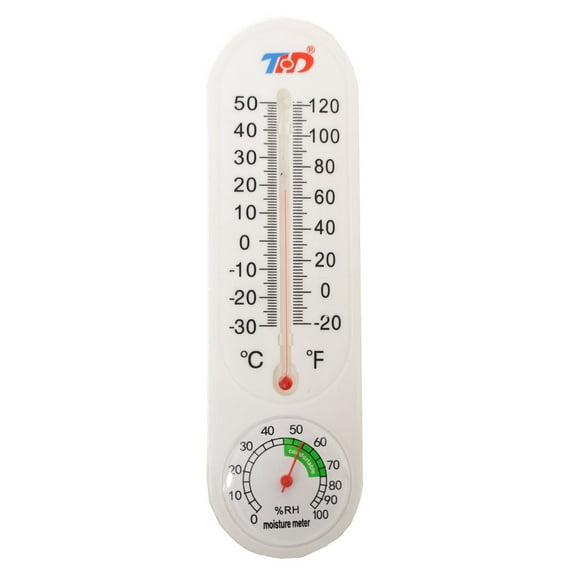 ToolUSA 9" (22.9 cm) Indoor/Outdoor Thermometer & Humidity Meter | Lightweight Plastic & Glass Vial Design | Bold Readings | Ideal for Home, Patio, Gifts